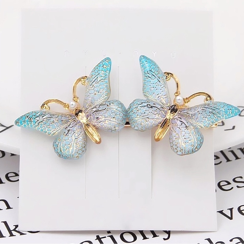 NEW Double Acrylic Butterfly Hair Clips (5 Colors)